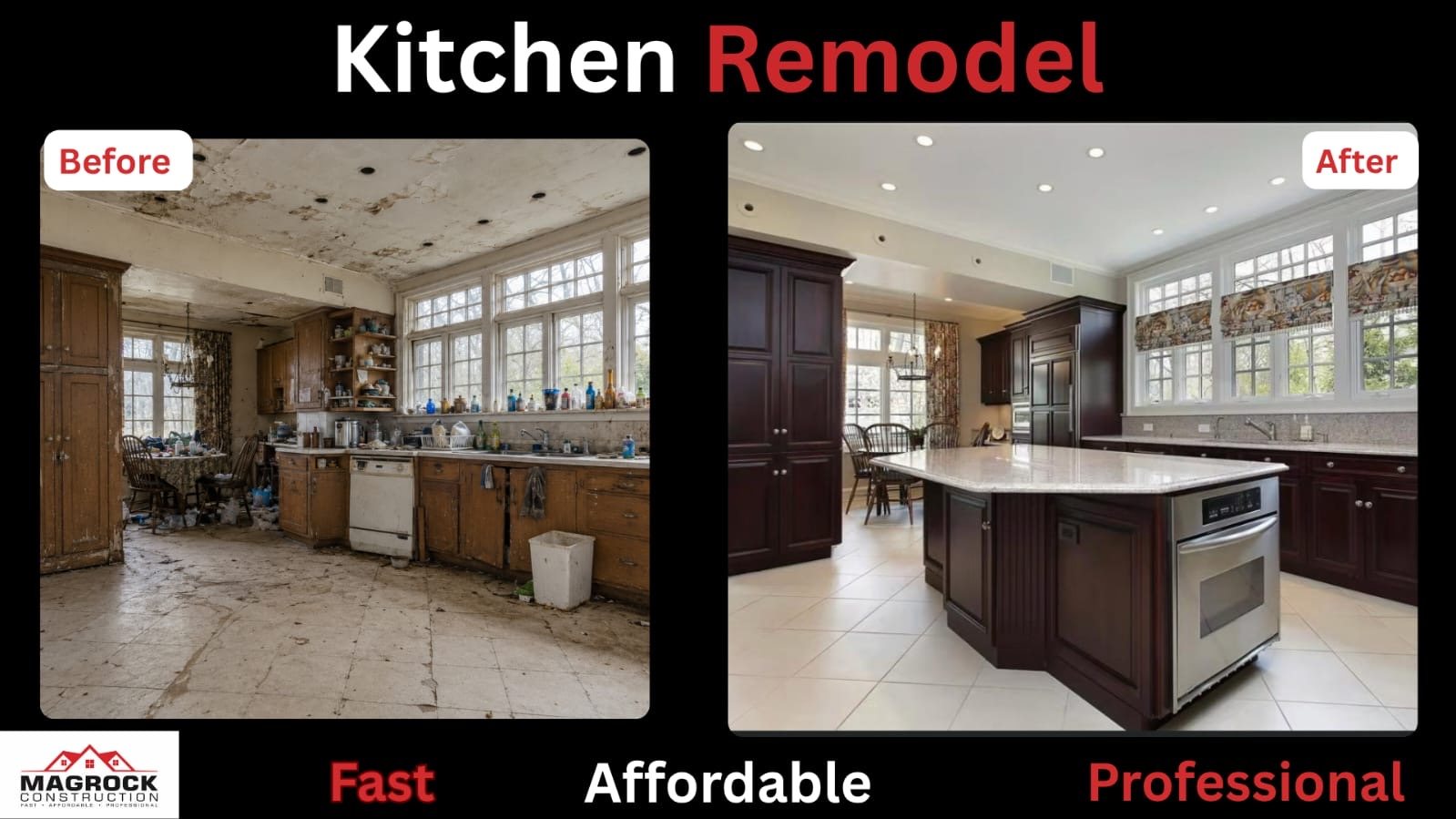 Before and after dark kitchen remodel