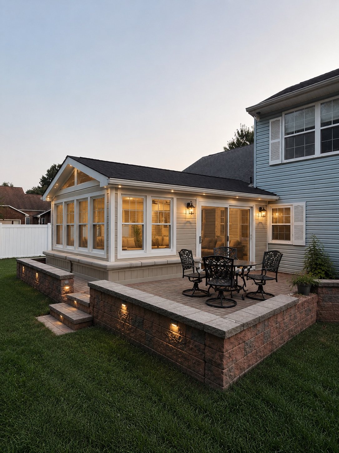 Finished patio and enclosed addition