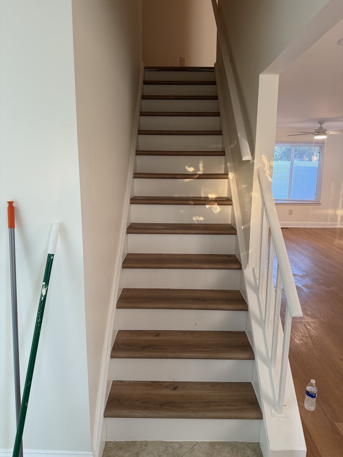 Finished staircase with wood treads